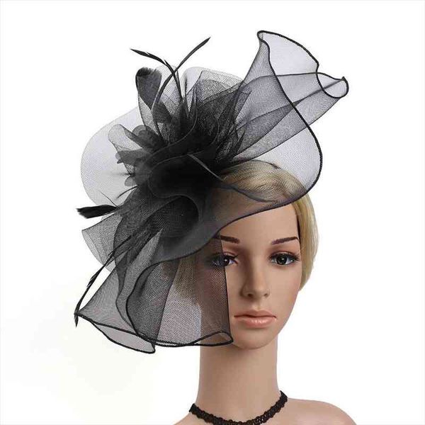 

hat women hats fascinator hat flower feather mesh kentucky derby tea party hairband kapelusz damski mtze 2s27 n, Blue;gray