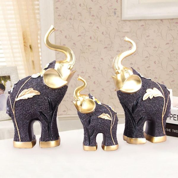 

decorative objects & figurines 3pcs/sets home decoration lucky elephant sculpture fengshui living room display ornaments deskcrafts artw