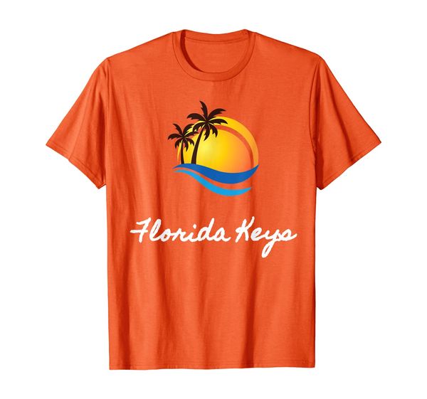

florida keys tropical island sunset souvenir t-shirt, White;black