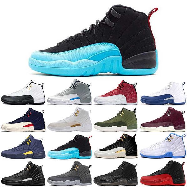 

2021 fashion 12 12s dark grey men basketball shoes black gamma blue flu game college navy playoffs university gold mens trainers sports