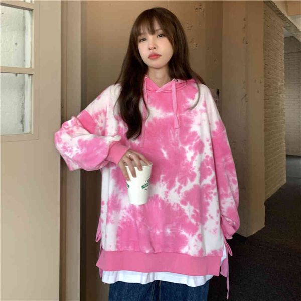 

hooded sweater dyed autumn lazy coat, Black