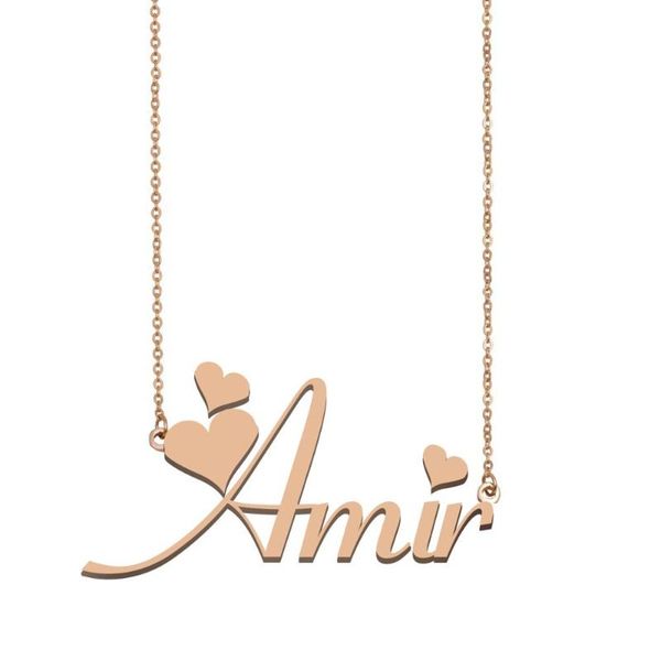 

pendant necklaces amir wedding mother's day jewelry gift stainless steel friends birthday name necklace custom nameplate for women girl, Silver