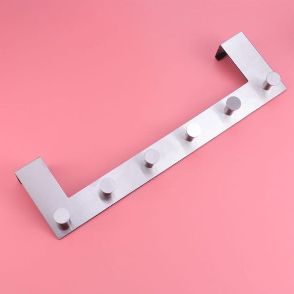 

hooks & rails stainless steel over the door hagner rack clothes for cloth pants hat towel (6-hook)