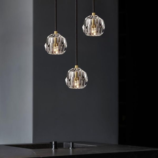 

pendant lamps modern clear crystal chandelier restaurant coffee shop kitchen lamp 110-220v home luminaire wall night light
