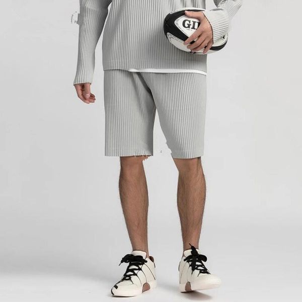 

men's shorts wear japan style stretch pleated fabric thin loose casual knee length elastic waist male 2021 w2272, White;black