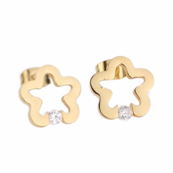

fashion 316l stainless steel gold star crystal stud earrings for women, Golden;silver