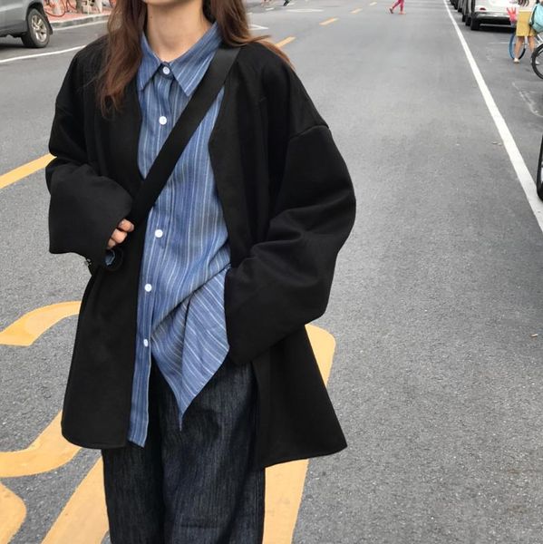 

hong kong-style retro striped shirt women casual suit jacket 2021 early autumn tide ins student women's two piece pants, White