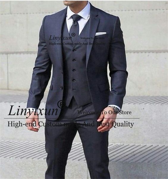 

men's suits & blazers navy blue slim fit men suit 3 piece jacket vest pants set groom wedding tuxedos business man terno blazer costume, White;black