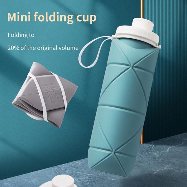 

foldable silicone soft flask water bottle outdoors traveling sport running kettle hydration pack bag vest 600ml folding cup