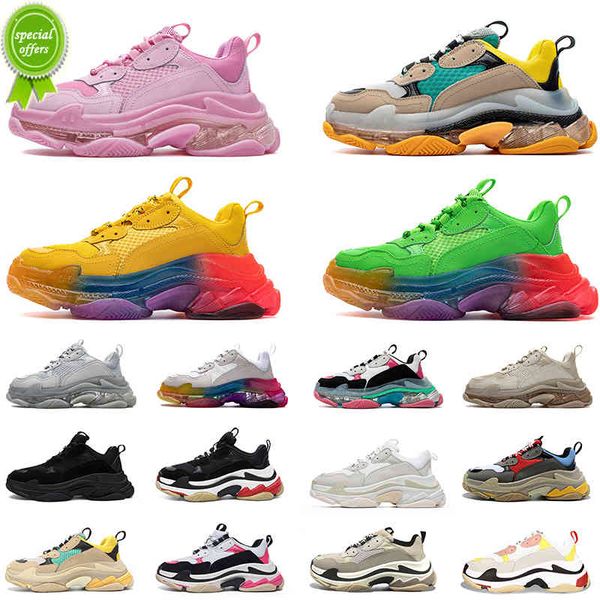 

36-45 2021 paris 17fw luxurys designers shoes triple s clear sole trainers men women platform casual dad shoe loafers crystal bottoms outdoo