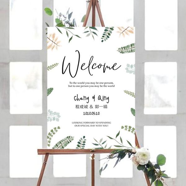 

party decoration birthday wedding favors custom canvas personalize leaves program menu welcome sign card poster