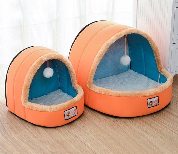 

cat beds & furniture pet dog bed mat nest kennel warm soft cushion puppy house with toy ball washable castle sleeping