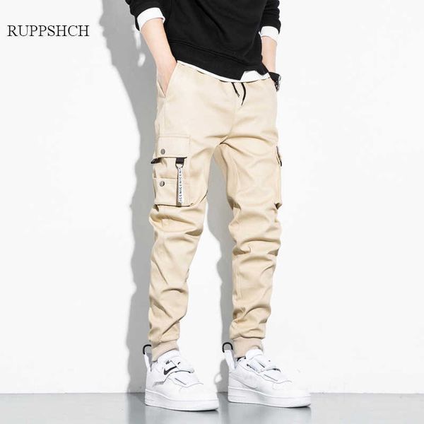

8xl cargo pants men spring solid color hip-hop multi-pocket plus size sports casual 210616, Black