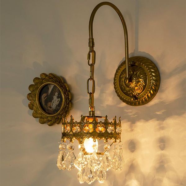 

wall lamps nordic luxury led crystal lamp e27 retro warm for kitchen living room bathroom aisle decoration single head luminaire