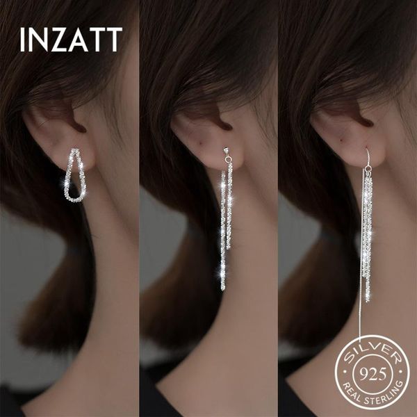 

dangle & chandelier inzareal 925 sterling silver shine chain tassel drop earrings for women hiphop fine jewelry minimalist accessories