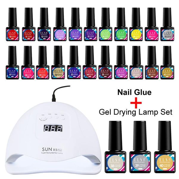 

nail art kits glue set with drying lamp acrylic gel poly extension uv/led and polishing