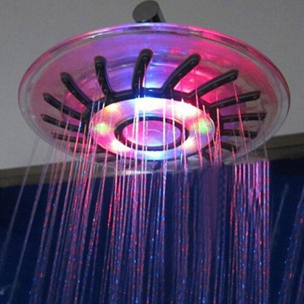 

bathroom shower sets 8" 7 colors automatic led light changing round head bath rainfall