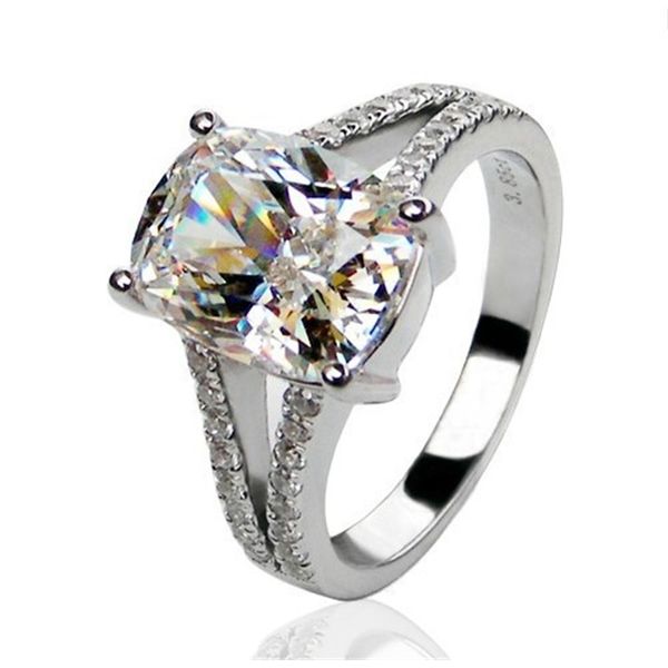 

3.85ct baguette cut diamond engagement solid platinum 950 wedding ring for women, Slivery;golden
