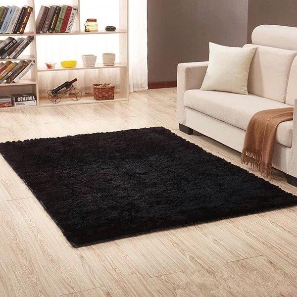 

carpets black plush shaggy for living room home bedroom fluffy rug sofa coffee table floor mat study rugs and