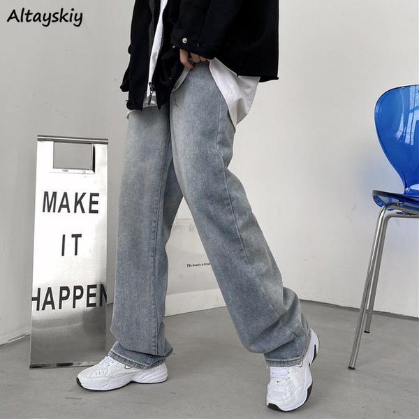 

women's jeans women wide leg summer vintage loose high waist all-match korean style casual streetwear stylish solid basic female, Blue