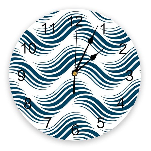 

stripes blue art curve wave wall clock living room bedroom watch mute cartoon home decoration clocks