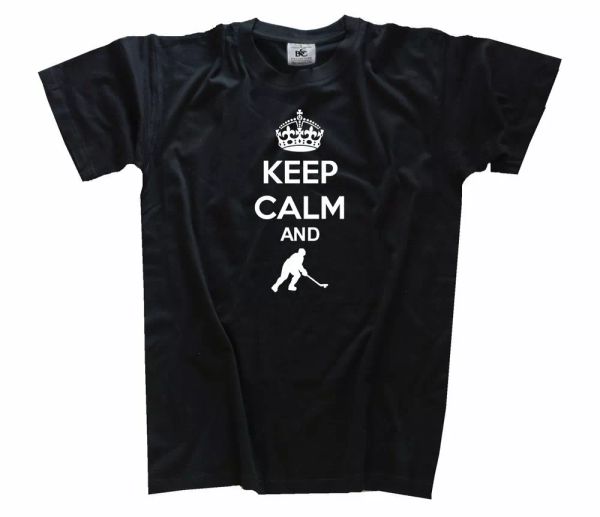 

keep calm and play hockey sobre hielo i camiseta s-xxxl, White;black