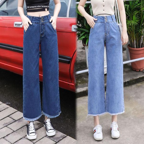 

women's jeans women`s plus size straight for women loose vintage light blue boyfriend streetwear frayed denim pants