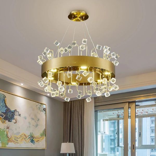 

chandeliers modern chandelier for living room colored crystal hanging lamp home decor bedroom luxury gold round cristal lustre
