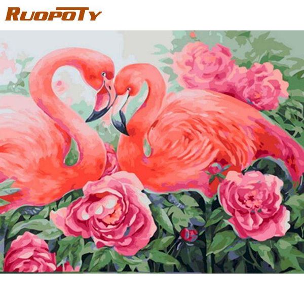 

paintings ruopoty 60x75cm frame rose diy painting by numbers acrylic animals hand painted oil paint home decor art