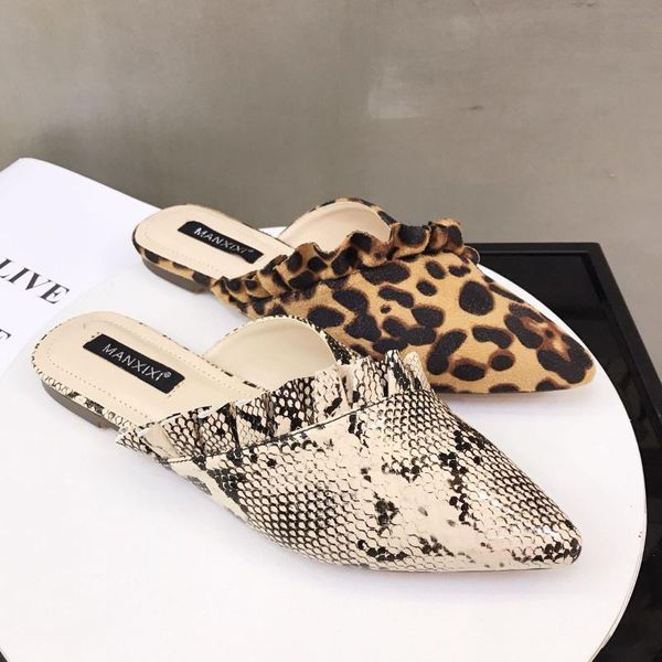 

slippers mules lady sandals serpentine slip on pointed toe women outdoor slipper shoes woman slides ladies elegent, Black