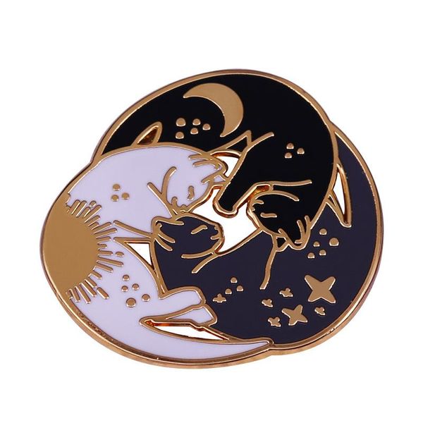 

pins, brooches yin yang cat enamel pin cute animal brooch badge, Gray