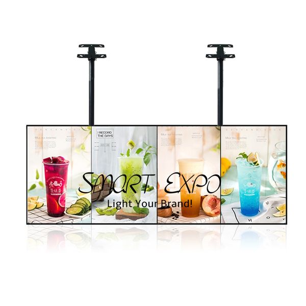 Overhead-Menütafel-Werbedisplay für Fast-Food-Geschäfte (Höhe: 60 x 200 cm) zum Aufhängen an der Wand oder Decke mit individuell bedruckter, grafischer Holzkiste