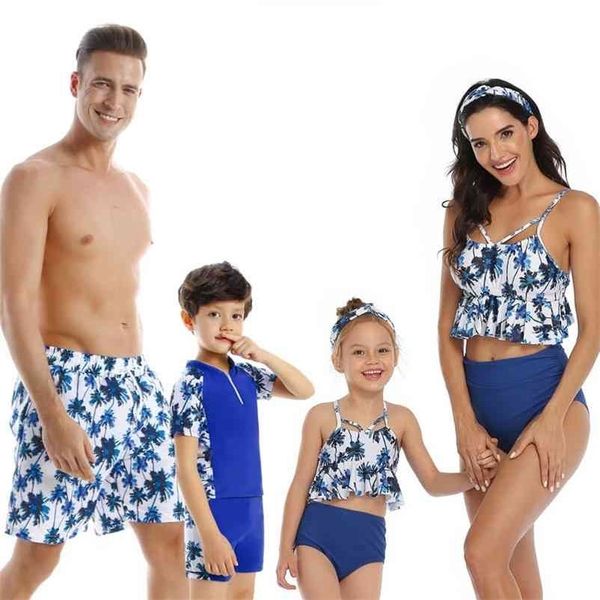 Aile Bak Mayo Anne ve Me Giysi Baba Oğlu Plaj Şort Anne Kızı Bikini Mayo Çift Eşleştirme 210521