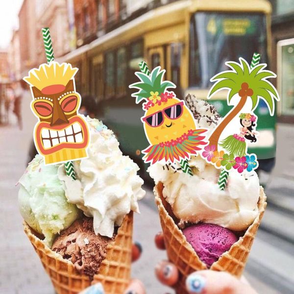 

packaging dinner service 36pcs tropical hawaii birthday party straws cartoon pineapple paper kids decoration decor supplies st032