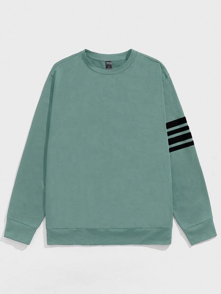 

men striped contrast panel pullover o12u#, Black