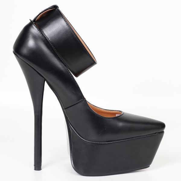 

7 inch high heel ankle strap platform pump size36-46, Black;white
