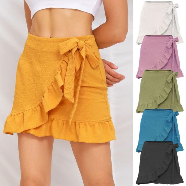 

skirts 2021 falda corta de mujer woman polyester rainbow skirt women asymmetrical pleated, Black
