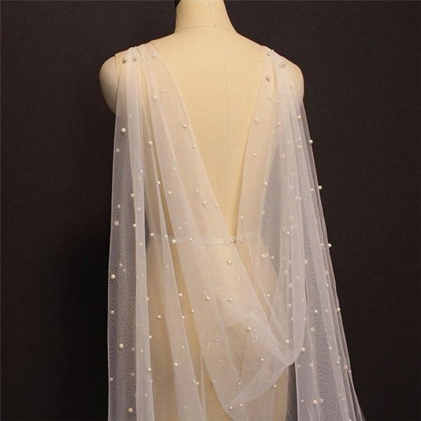 

wraps & jackets ueen g41 bridal cape veil with pearls shawl bolero capes for dress bride tulle summer, White