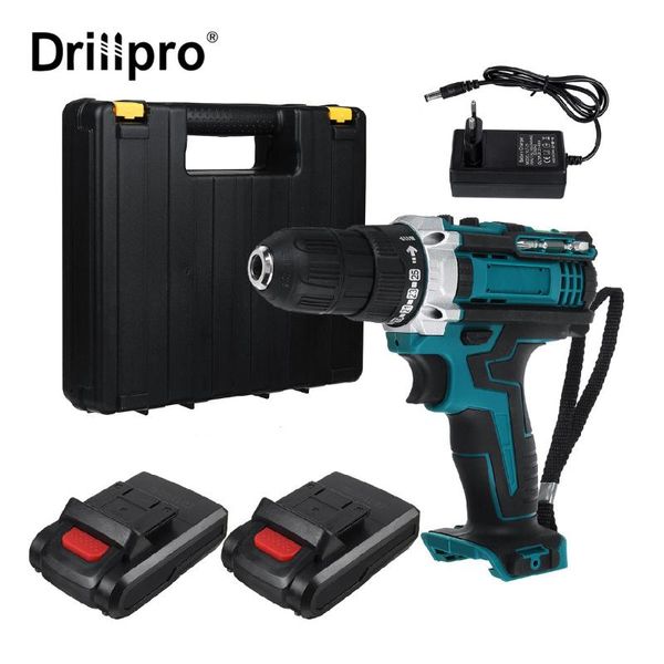 

professiona electric drills 25+3/25+1 torque cordless brushless drill impact screwdriver rechargable power tool with battery & box