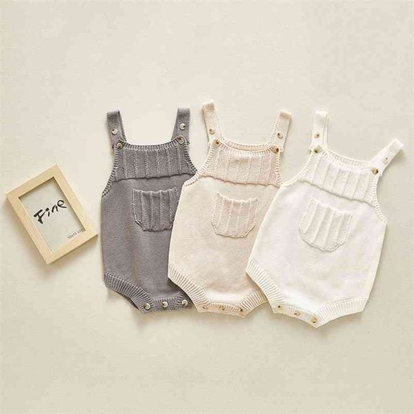

baby girl boy sleeveless romper jumpsuit 0-24m knitting rompers cute overalls born girls boys clothes infantil 210521, Blue