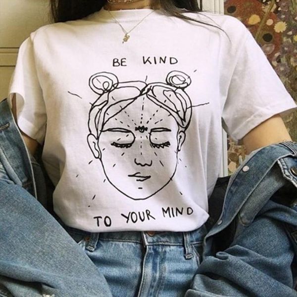 

be kind to your mens mind funny graphic summer short sleeve aesthetic grunge tees men and women tee clothing, White;black