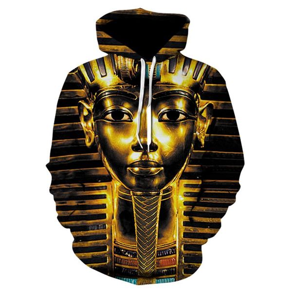 

men's hoodies & sweatshirts autumn style ancient egyptian pharaoh harajuku print 3d hoodie retro sweatshirt casual pullover sportswear, Black