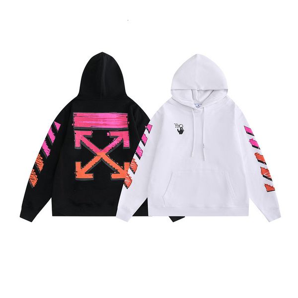 

off 2021 winter autumn and back x marker pink arrow men's women's hooded sweater, Black