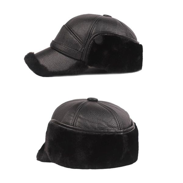 

berets keep warm winter hats fashion men leather baseball cap outdoor soft plush visors hat ear protection skiing gorras, Blue;gray