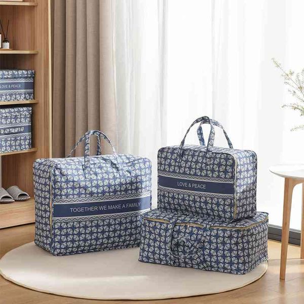 

large size cotton linen travel home finishing clothing storage with zipper quilt bag
