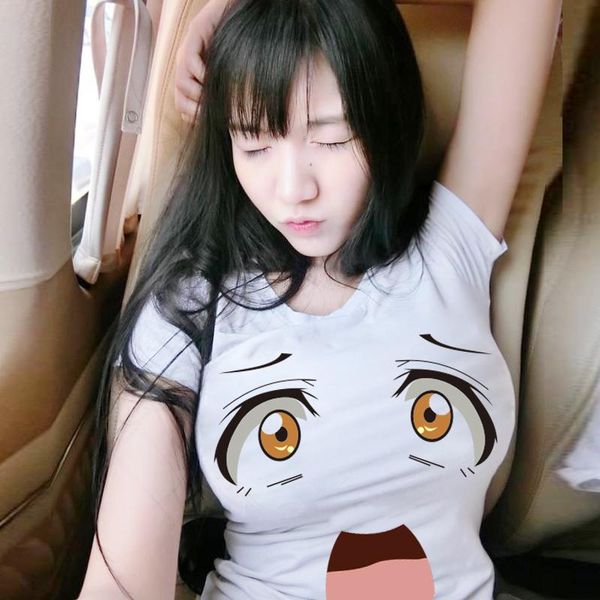 

women's t-shirt t-shirts funny cartoon female t shirt 3d spoof a harajuku summer short sleeve clothes o-neck ladies tees shirts, White