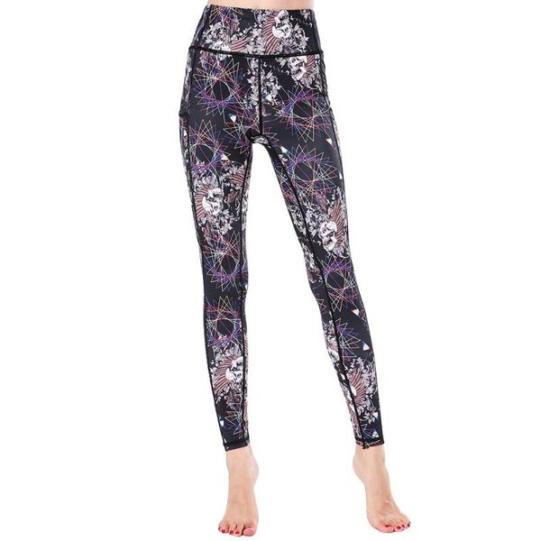 

yoga outfits lukitas women fitness pants printed high waist trousers elasticity quick dry running jogging training gym tight sport, White;red