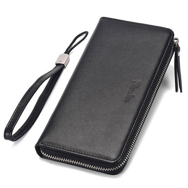 

purse wallet men's long zipper bag leather carteira masculina, White