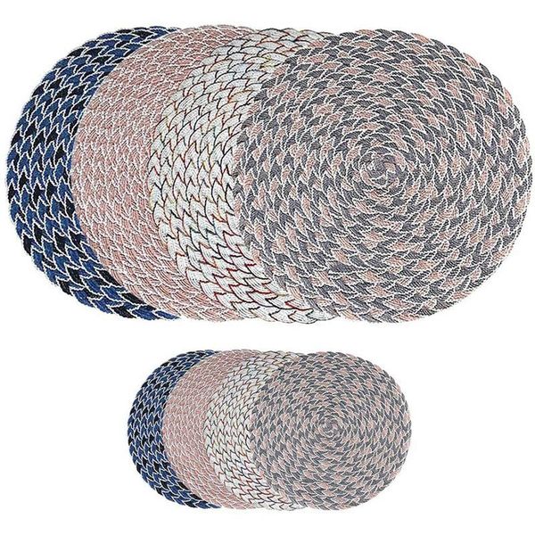 

mats & pads 4pcs round placemats&4pcs coasters,heat resistant table place mat,non-slip placemat for party,kitchen&dining room