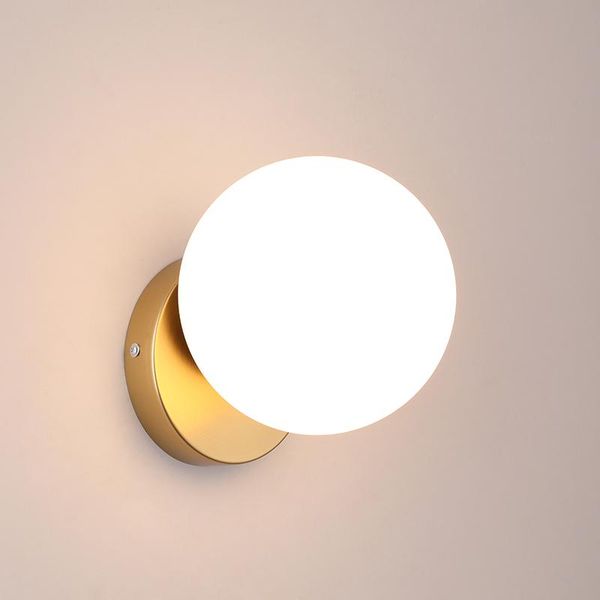

nordic wall light bedside led lamp modern staircase living room golden glass ball surface lighting
